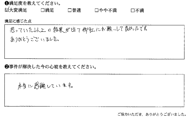 思っていた以上の結果が出て御社にお願いして良かったです