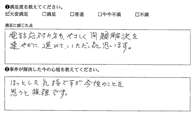 速やかに進めていただきました