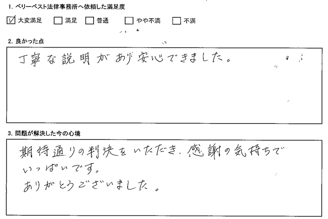 丁寧な説明があり安心できました